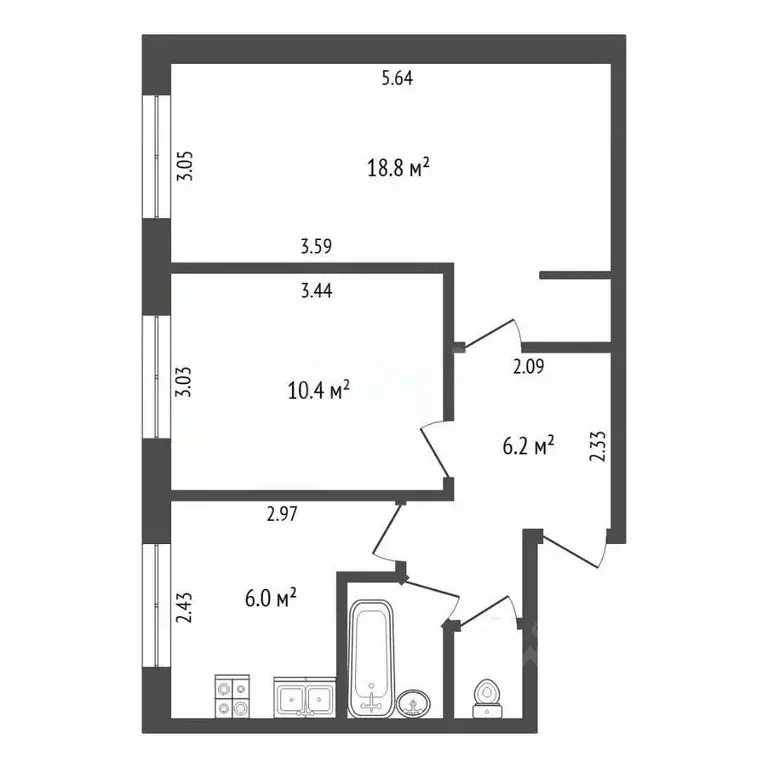 2-к кв. Калужская область, Село Бабынино с/пос, с. Антопьево ул. ... - Фото 2