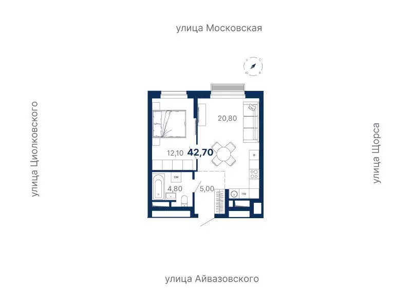 1-комнатная квартира: Екатеринбург, Московская улица, 251 (42.7 м) - Фото 0