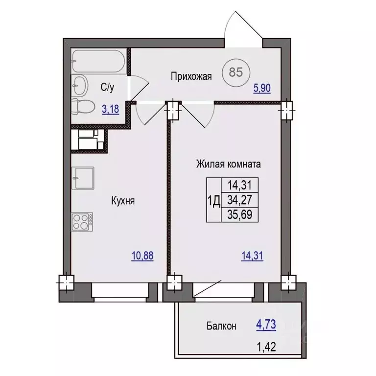 1-к кв. Псковская область, Псковский район, Завеличенская волость, д. ... - Фото 1