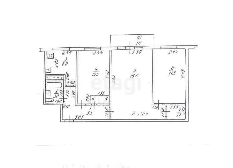 3-к кв. Татарстан, Казань ул. Курчатова, 13 (58.1 м) - Фото 1