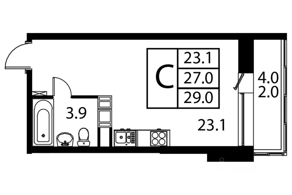 Студия Московская область, Домодедово Авиационный мкр, ул. Жуковского, ... - Фото 0