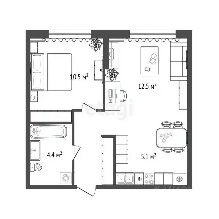 1-к кв. Тюменская область, Тюмень ул. Первооткрывателей, 6 (36.1 м) - Фото 2