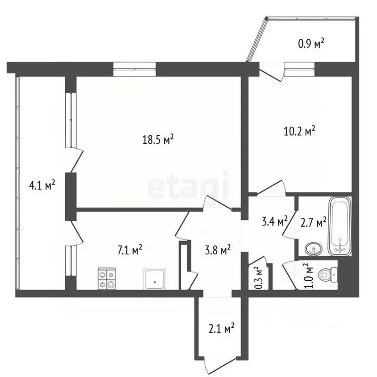 2-к кв. Севастополь просп. Генерала Острякова, 21 (54.0 м) - Фото 2