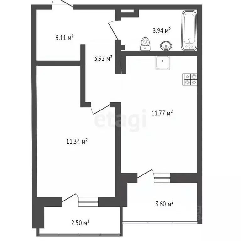 1-к кв. Тюменская область, Тюменский муниципальный округ, д. Дударева ... - Фото 2