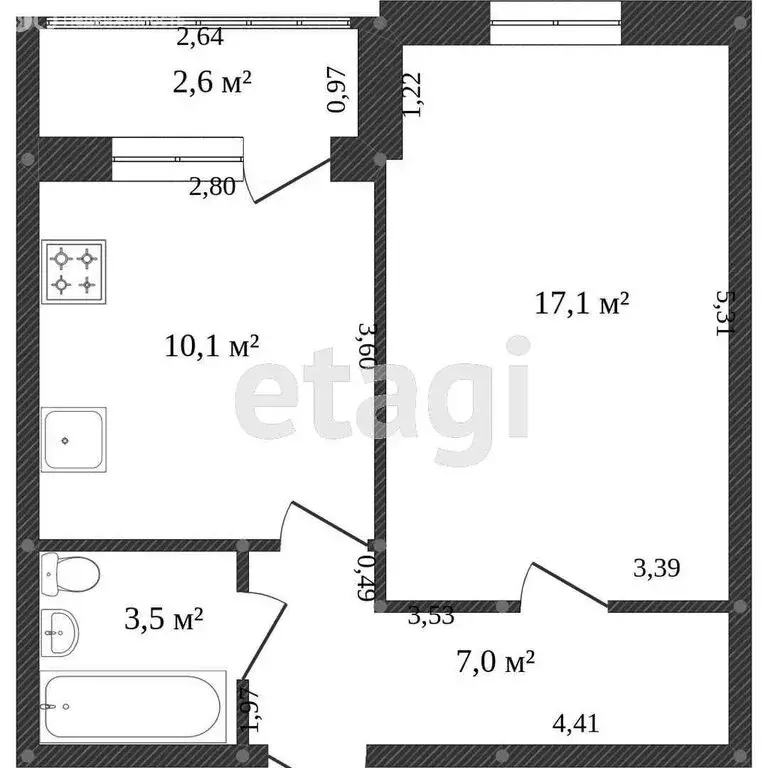 1-комнатная квартира: Калининград, Шахматная улица, 2В (43 м) - Фото 1