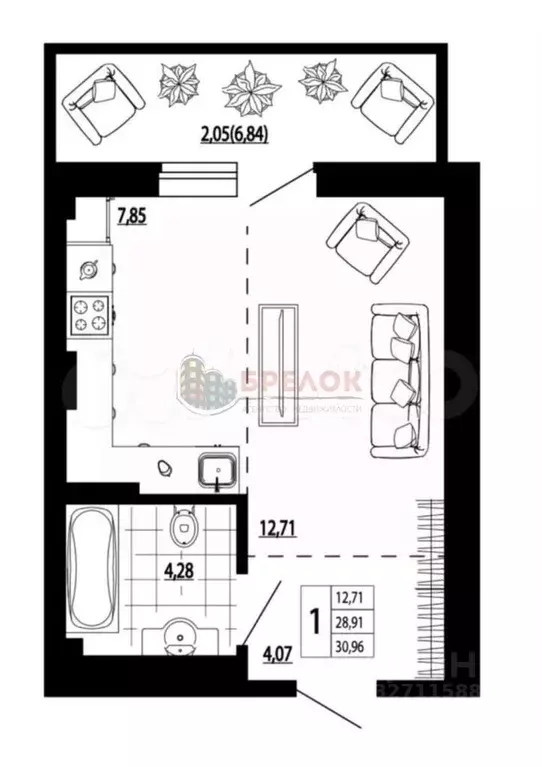 Студия Ростовская область, Ростов-на-Дону, Нахичевань ул. 26-я Линия, ... - Фото 1