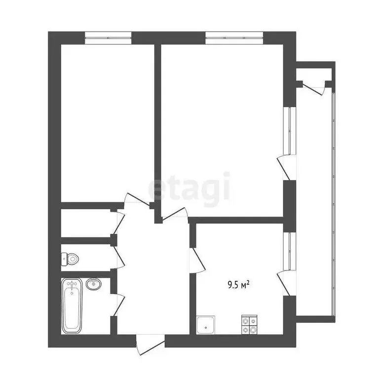 2-комнатная квартира: Тюмень, улица Монтажников, 2 (47 м) - Фото 0