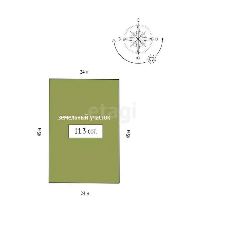 Участок в посёлок городского типа Емельяново, Затонская улица (11.3 м) - Фото 1
