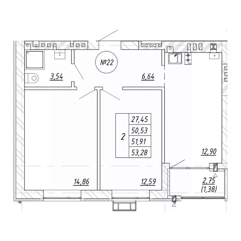 2-к кв. Калининградская область, Зеленоградск  (53.28 м) - Фото 1