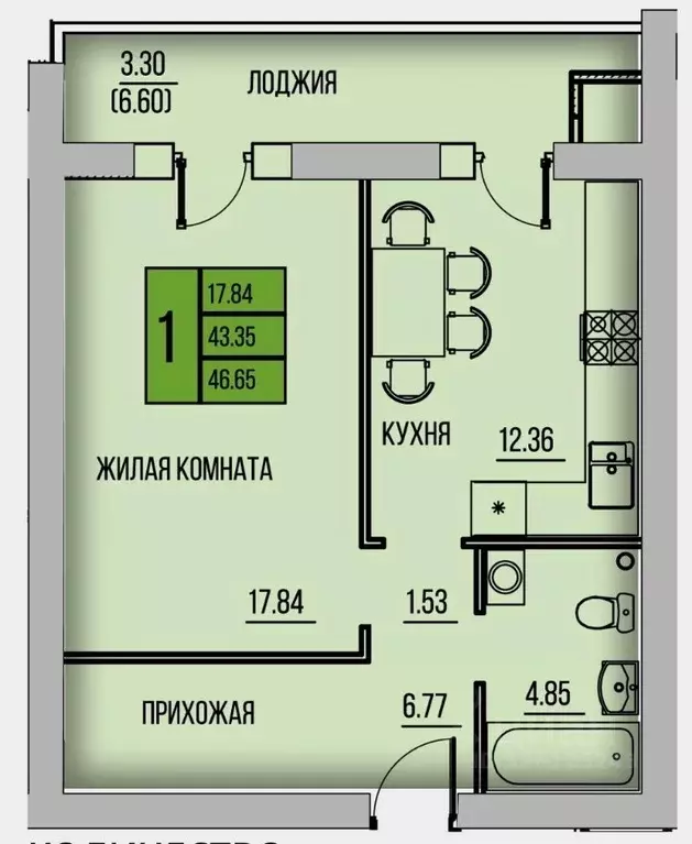 1-к кв. Калужская область, Калуга ул. Хорошая, 15 (46.4 м) - Фото 2