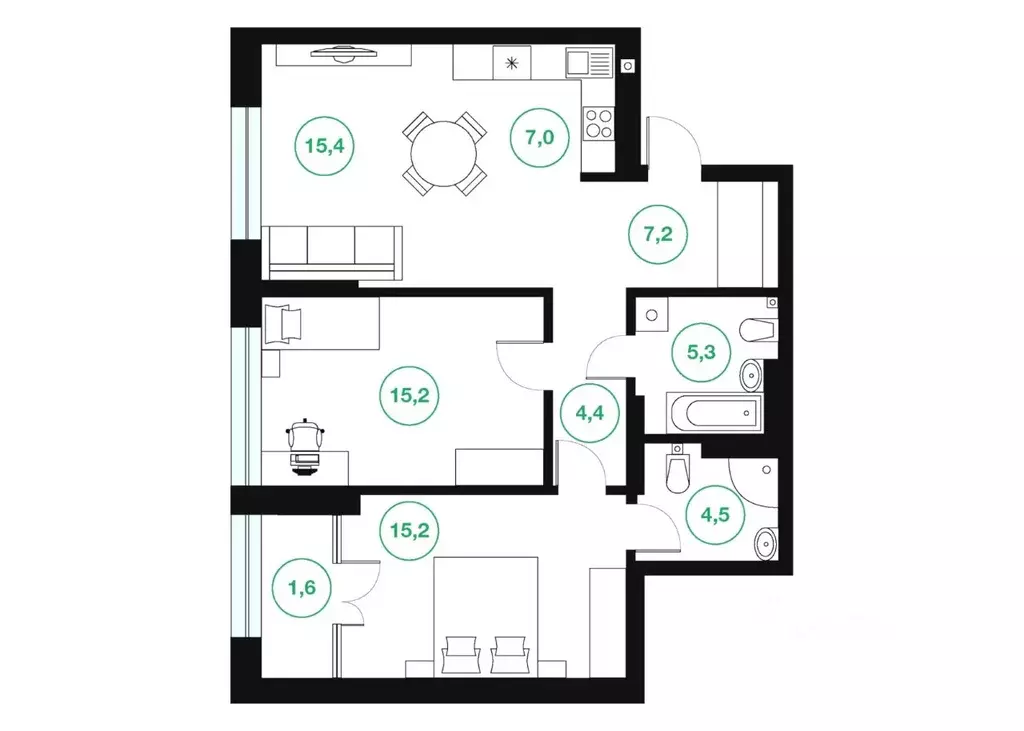 3-к кв. Башкортостан, Уфа ул. Подполковника Недошивина (75.8 м) - Фото 1