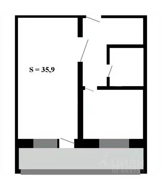 1-к кв. Томская область, Томск ул. Лебедева, 40 (35.9 м) - Фото 1