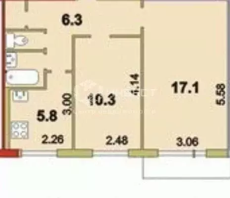 2-к кв. Мурманская область, Мурманск Инженерная ул., 6 (44.8 м) - Фото 2