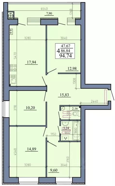 4-к кв. Рязанская область, Рыбное  (94.74 м) - Фото 0