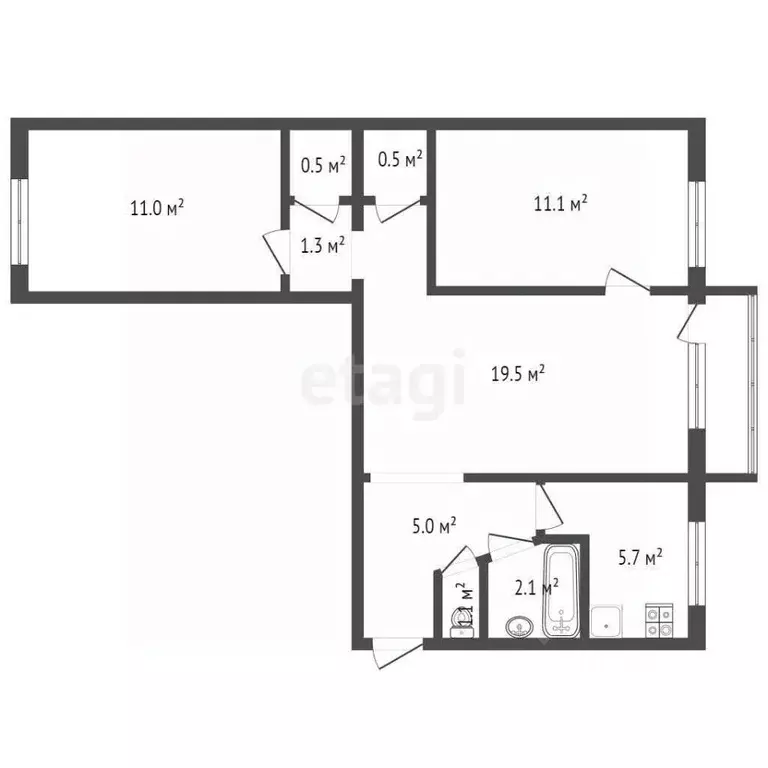 3-к кв. Севастополь просп. Генерала Острякова, 57 (58.6 м) - Фото 2