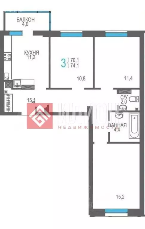 3-к кв. Крым, Феодосия ш. Симферопольское, 48к1 (72.5 м) - Фото 2