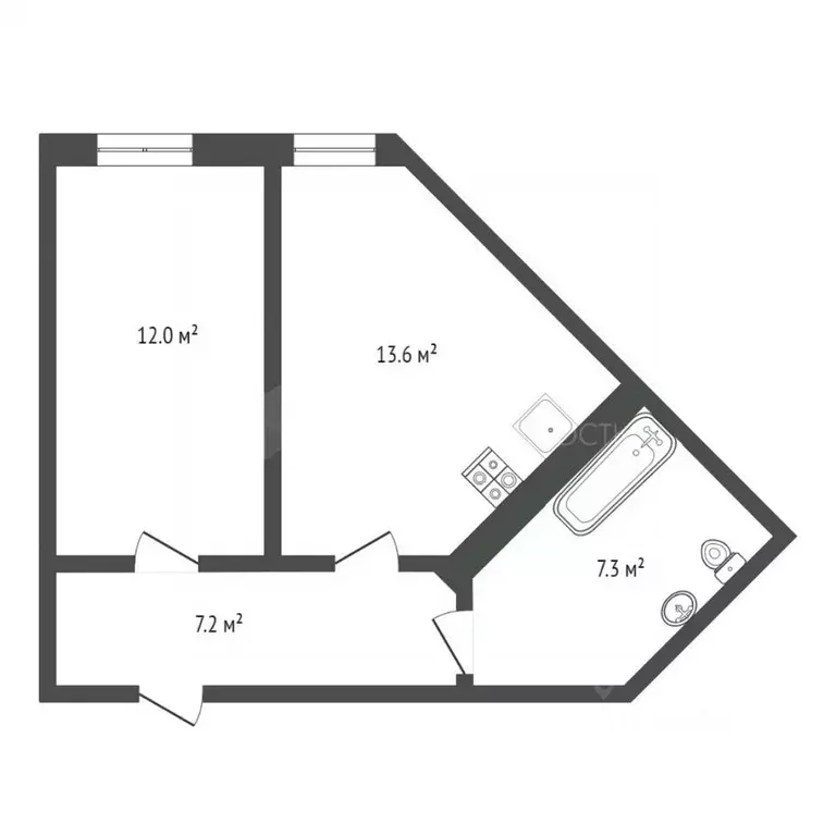 1-к кв. Тюменская область, Тюмень ул. Республики, 204к5 (40.3 м) - Фото 1