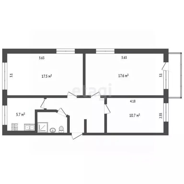 3-к кв. Камчатский край, Петропавловск-Камчатский просп. Циолковского, ... - Фото 2