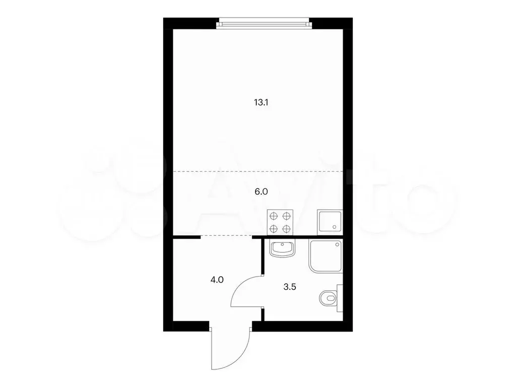 Квартира-студия, 26,6 м, 12/32 эт. - Фото 0