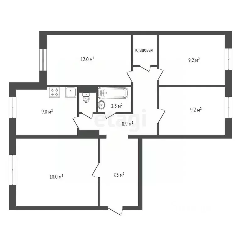 4-к кв. Красноярский край, Красноярск ул. Забобонова, 8 (80.6 м) - Фото 1