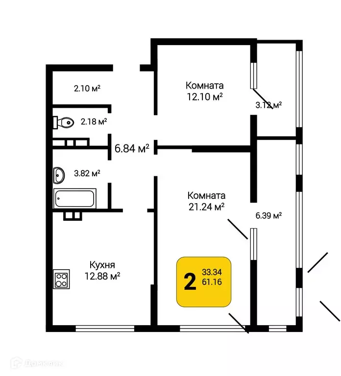Продаётся 2-к квартира, 64.02 м - Фото 0