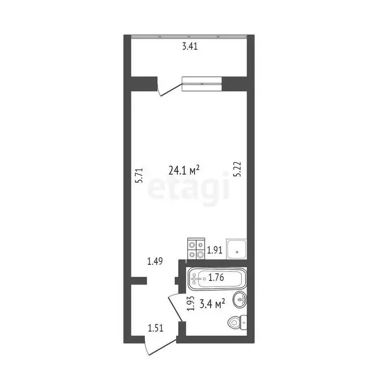 квартира-студия: саранск, улица короленко, 1 (24 м) - Фото 0