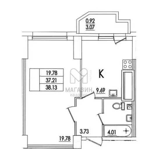 1-к кв. Санкт-Петербург ул. Кустодиева, 7к1 (37.21 м) - Фото 0