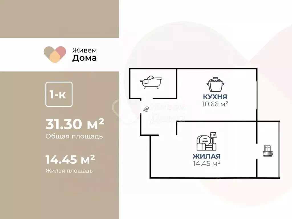 1-к кв. Волгоградская область, Волгоград Промышленная ул., 6 (31.3 м) - Фото 2