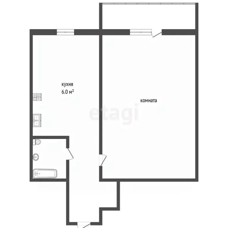 1-к кв. Севастополь ул. Маршала Крылова, 21 (29.5 м) - Фото 2