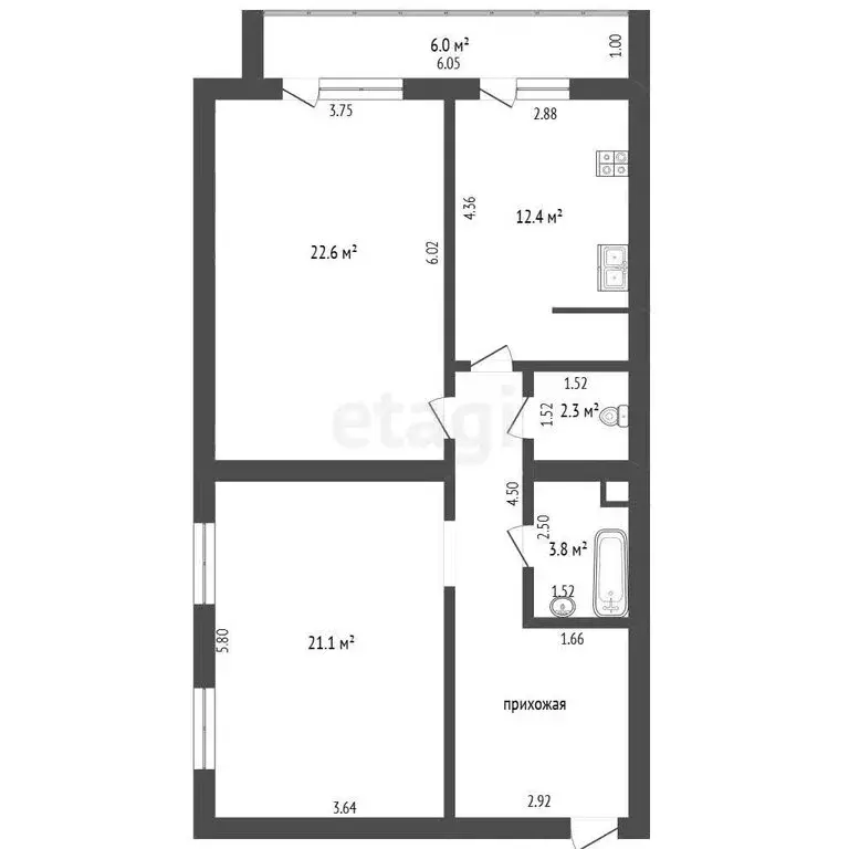 2-комнатная квартира: Тамбов, улица Карла Маркса, 164А (76.8 м) - Фото 1