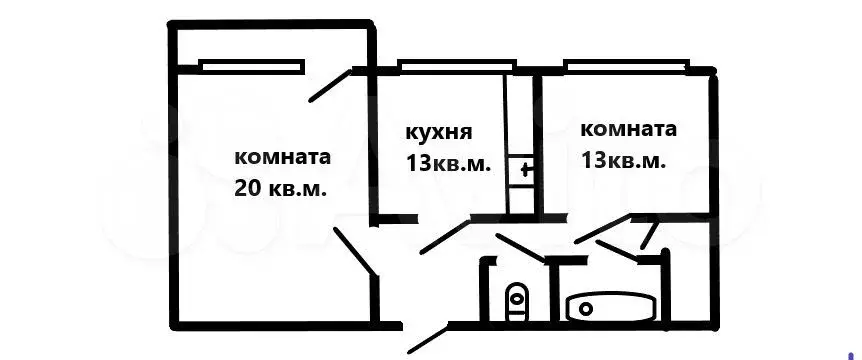2-к. квартира, 62,7 м, 2/5 эт. - Фото 0