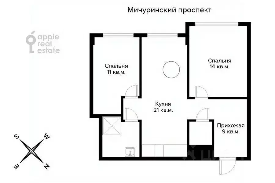 Квартира, 3 комнаты, 61.4 м - Фото 1