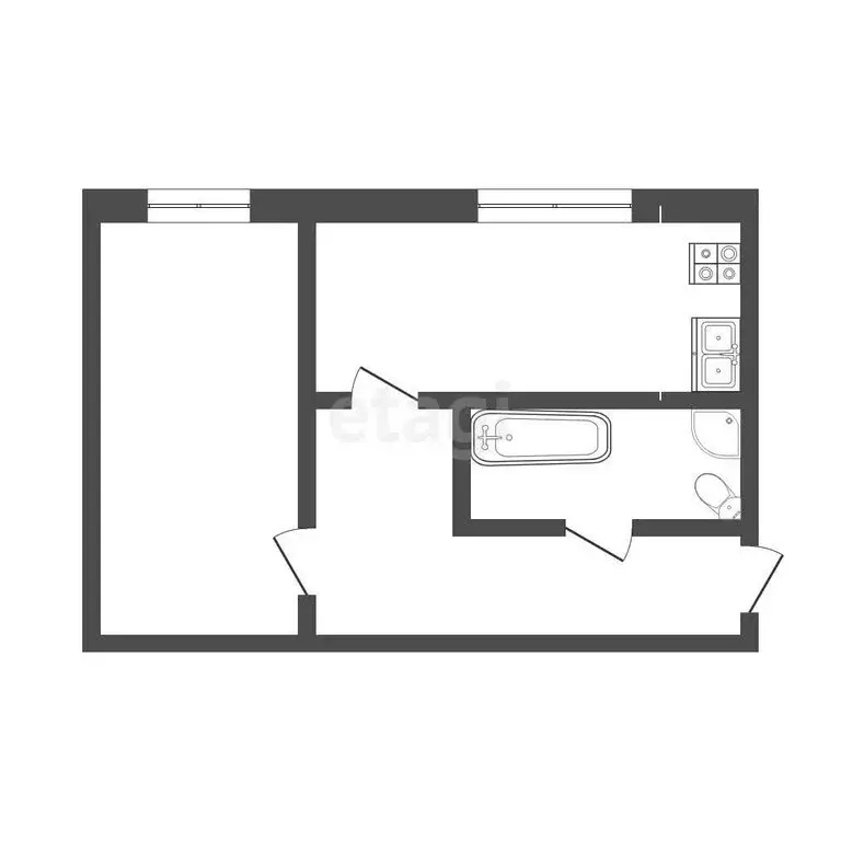 1-комнатная квартира: Нальчик, улица Шогенова, 55к44 (44.7 м) - Фото 0