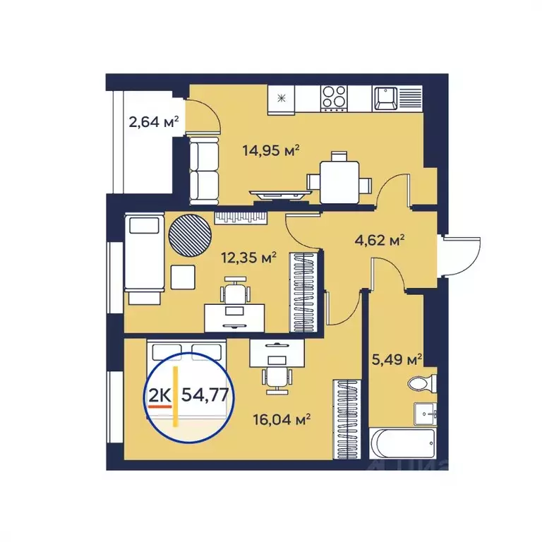 2-к кв. Тюменская область, Тюмень ул. Менжинского, 60 (54.5 м) - Фото 0
