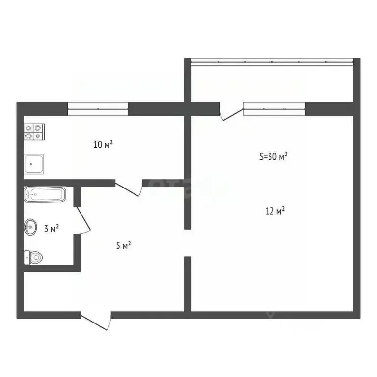 1-к кв. Брянская область, Брянск ул. Тельмана, 88 (30.0 м) - Фото 1