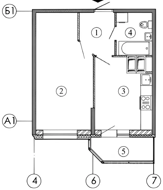 1-к кв. Санкт-Петербург ул. Русановская, 15к1 (35.0 м) - Фото 2