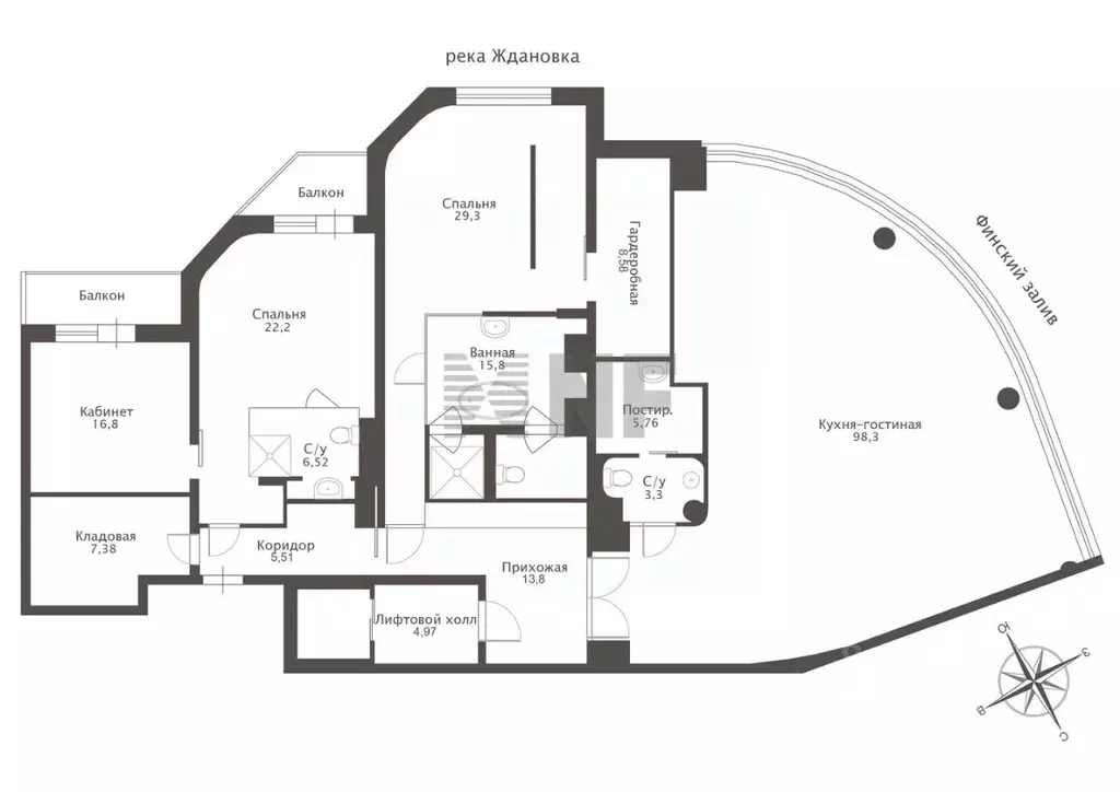 4-к кв. Санкт-Петербург Ждановская ул., 45 (245.9 м) - Фото 1