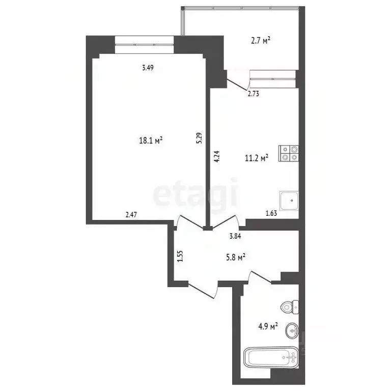 1-к кв. Татарстан, Набережные Челны ул. Ахметшина, 120 (42.7 м) - Фото 1