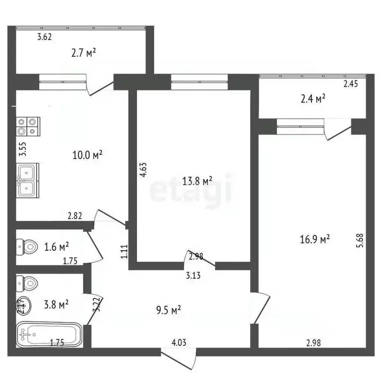 2-к кв. Самарская область, Самара Парниковая ул., 1 (55.6 м) - Фото 2