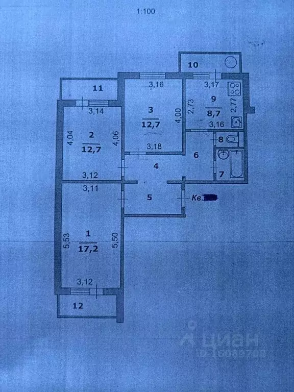 3-к кв. Белгородская область, Белгород ул. Есенина, 44 (68.9 м) - Фото 1