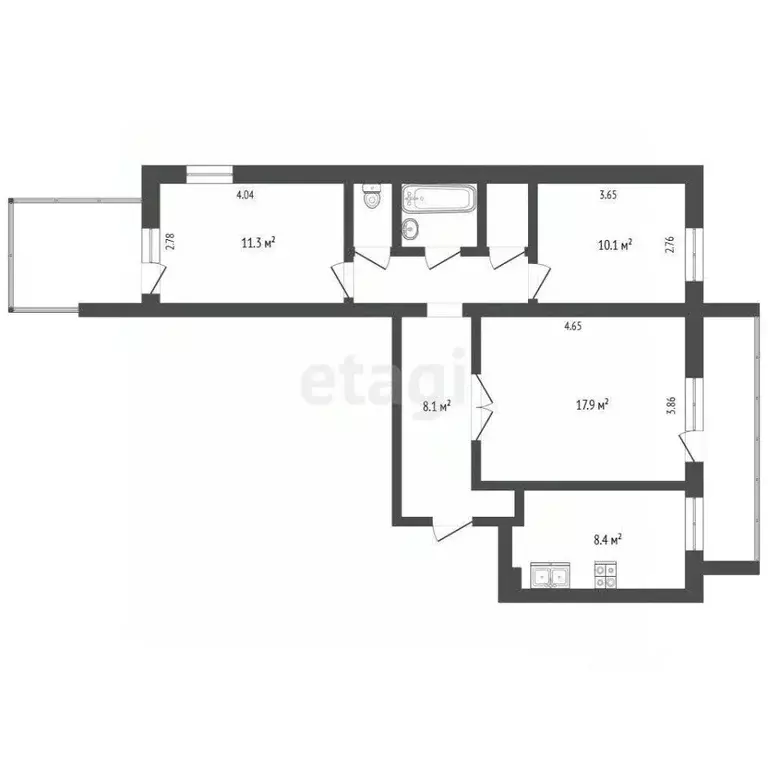 3-к кв. Ярославская область, Ярославль ул. Строителей, 3 (65.8 м) - Фото 2