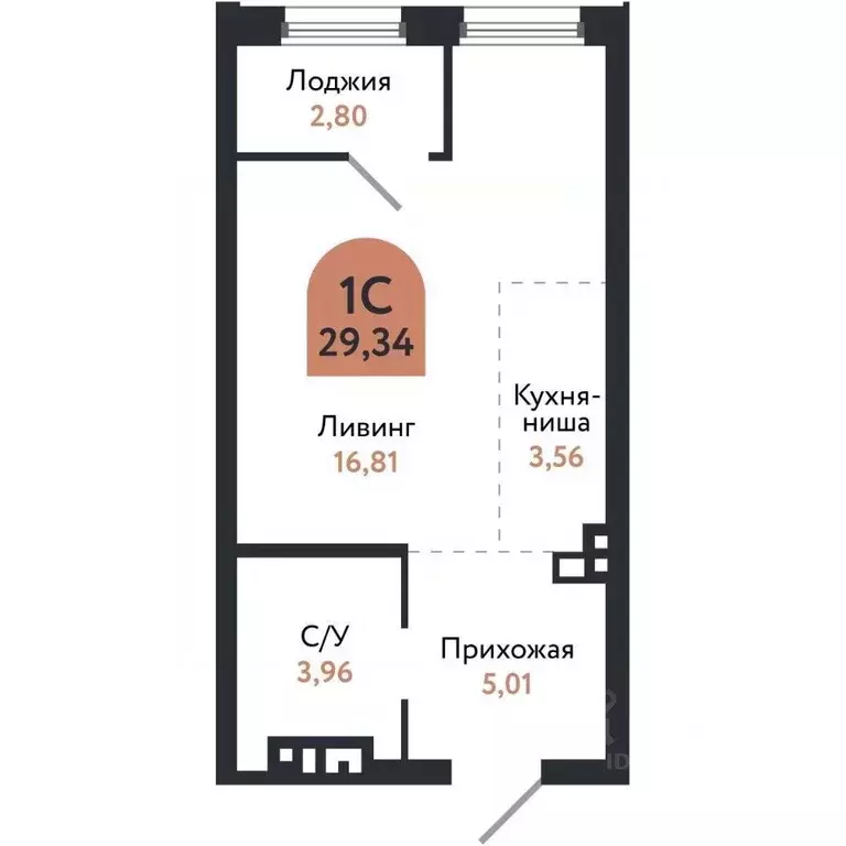 Студия Томская область, Томск Черемошники мкр, ул. Бердская, 14/3 ... - Фото 1