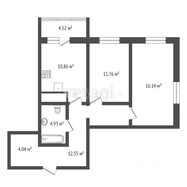 2-к кв. Новосибирская область, Новосибирск ул. Лескова, 35 (61.4 м) - Фото 1