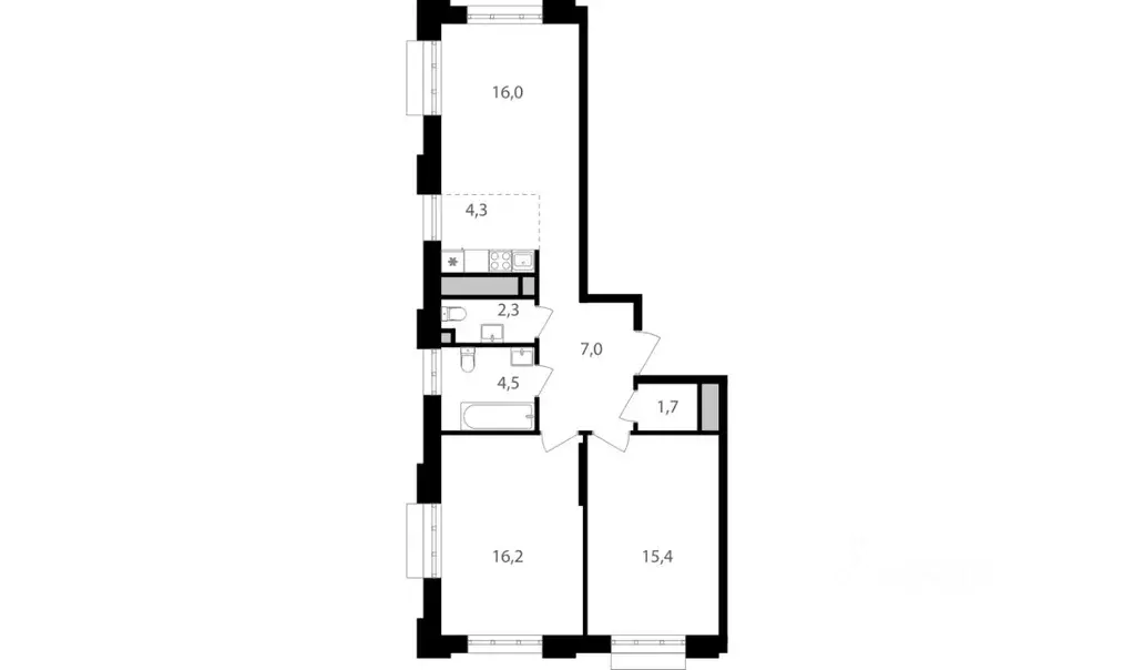 3-к кв. Москва Михалковская ул., 48 (67.4 м) - Фото 1