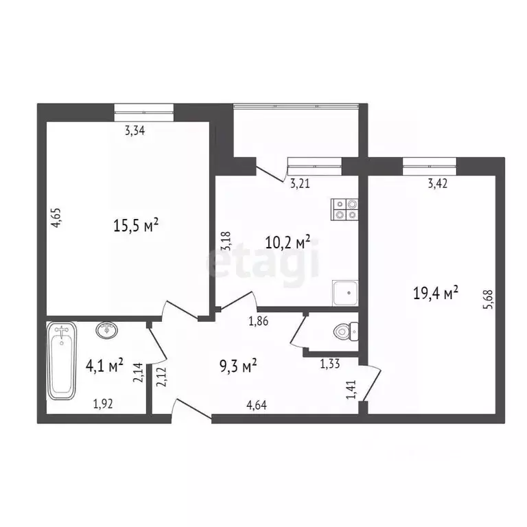 2-к кв. Воронежская область, Семилуки ул. Дзержинского, 11 (44.0 м) - Фото 1