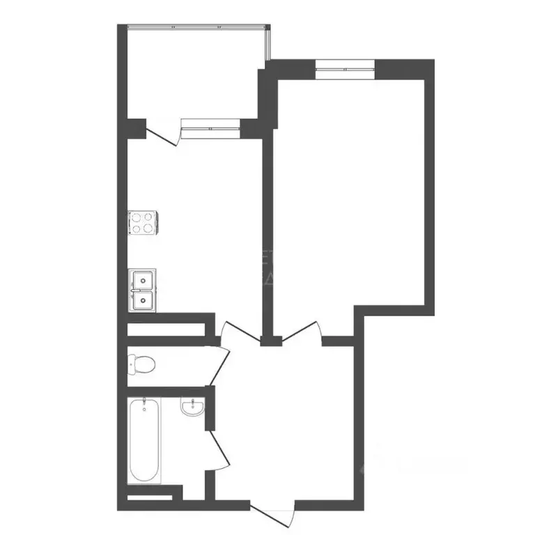 1-к кв. Тюменская область, Тюмень ул. 50 лет Октября, 75к1 (39.0 м) - Фото 2