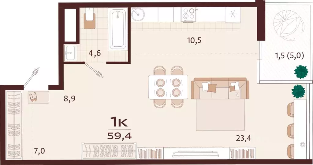 1-к кв. Крым, Ялта ул. Спендиарова, 5 (59.4 м) - Фото 1