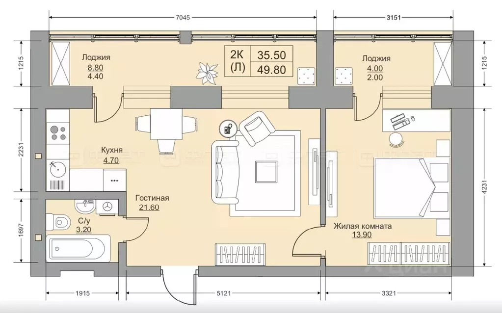 2-к кв. Татарстан, Пестречинский район, Богородское с/пос, д. Куюки ... - Фото 2