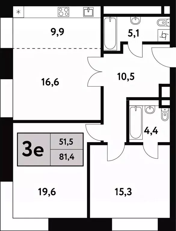3-к кв. Москва Фестивальная ул., 15к6 (81.4 м) - Фото 0