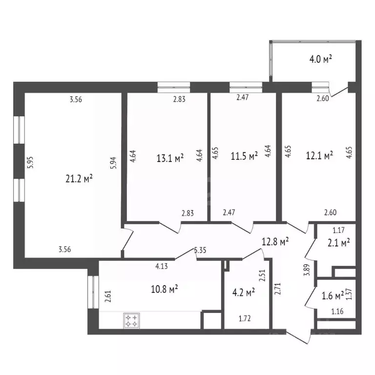 4-к кв. Санкт-Петербург 2-я Комсомольская ул., 42 (89.4 м) - Фото 1